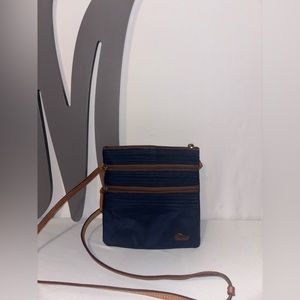 *DOONEY & BOURKE* Nylon/ Leather Navy Double Pocket Crossbody Bag.